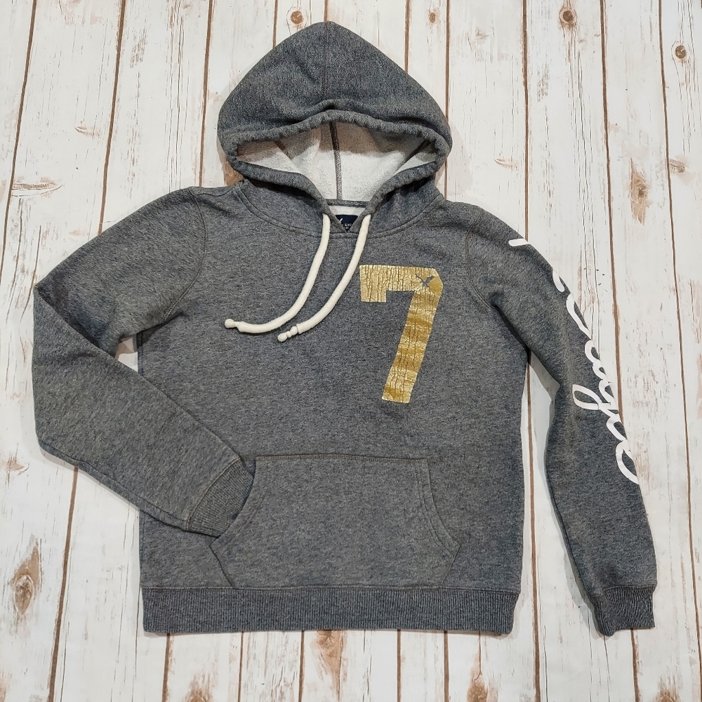 American Eagle 7 Hoodie Gray Sweatshirt Women's S